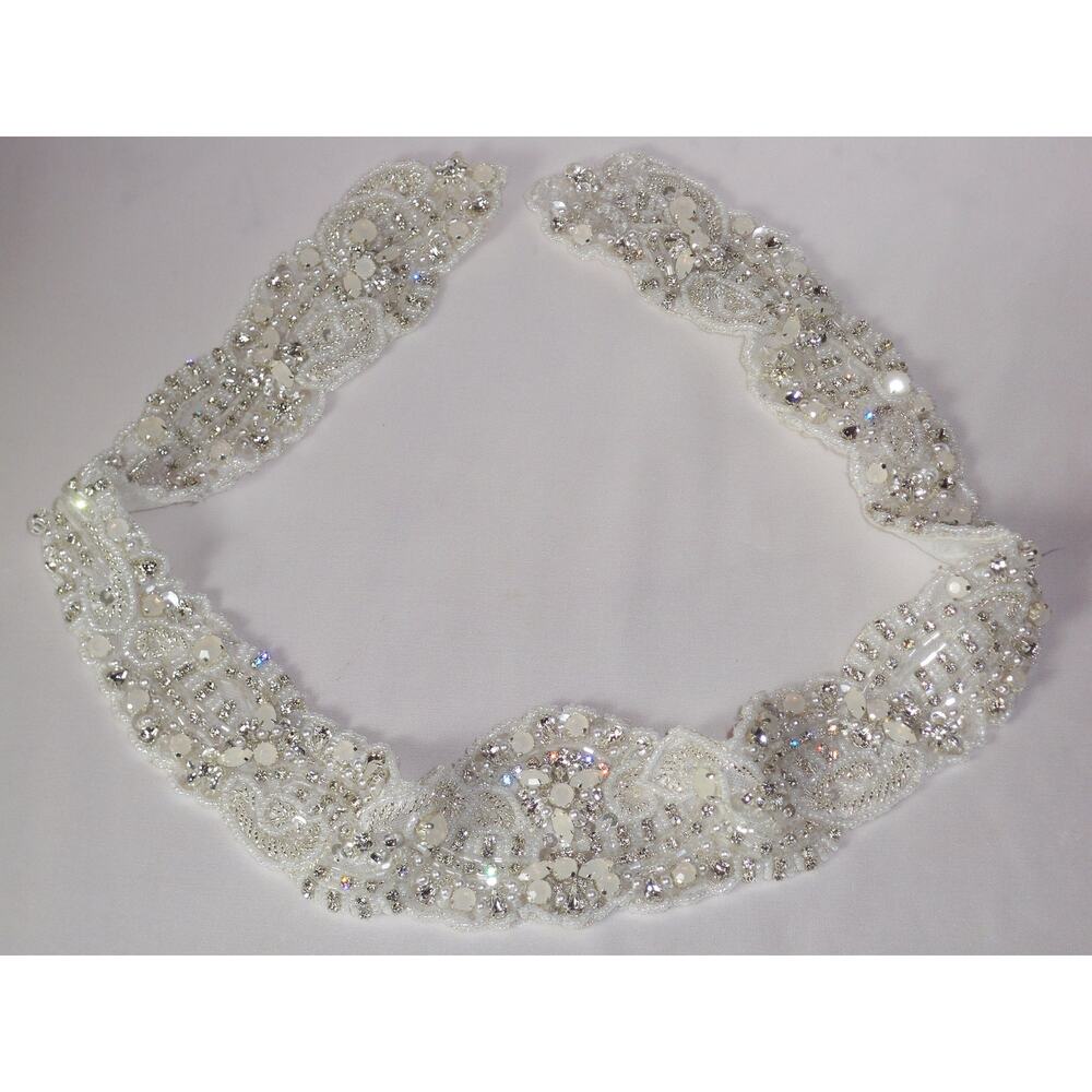 Opalescent beaded bridal belt,  beaded bridal belt, rhinestone bridalbeaded belt
